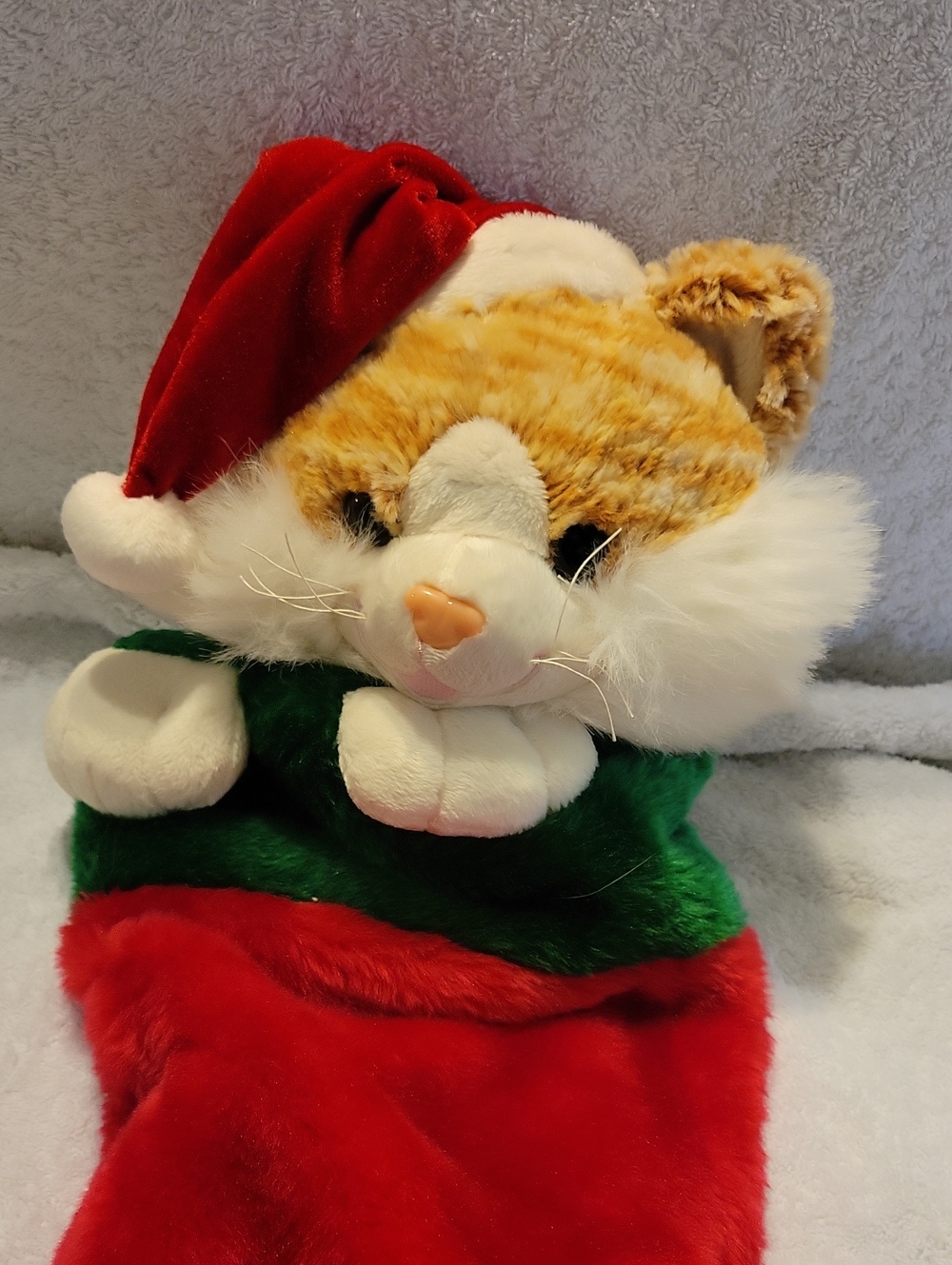 Holiday Cat Plush Stocking - Red and Green